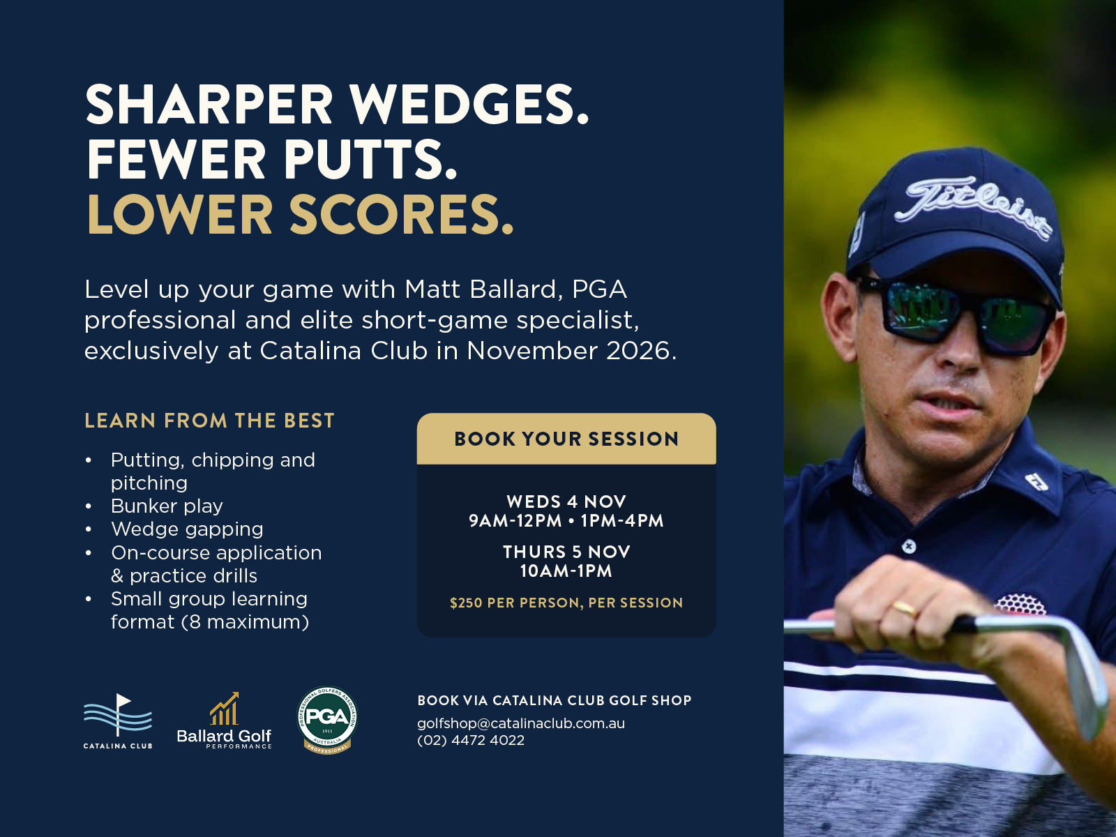 SHARPER WEDGES, FEWER PUTTS, LOWER SCORES.